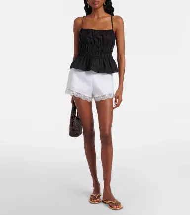 Staud Von lace-trimmed linen shorts | Thumbnail 4 Staud Von lace-trimmed linen shorts | Thumbnail 4
