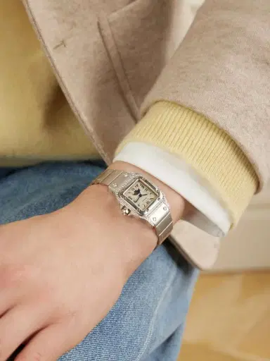 Stephanie Windsor + Cartier Vintage 1980s Santos Galbée Moonphase 18-karat White Gold And Diamond Watch, Ref. 9800 (6.2'' Wrist) | Thumbnail 2 Stephanie Windsor + Cartier Vintage 1980s Santos Galbée Moonphase 18-karat White Gold And Diamond Watch, Ref. 9800 (6.2'' Wrist) | Thumbnail 2