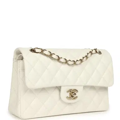 Chanel Chanel Small Classic Double Flap Bag Off White Shiny Caviar Light Gold Hardware | Thumbnail 2 Chanel Chanel Small Classic Double Flap Bag Off White Shiny Caviar Light Gold Hardware | Thumbnail 2