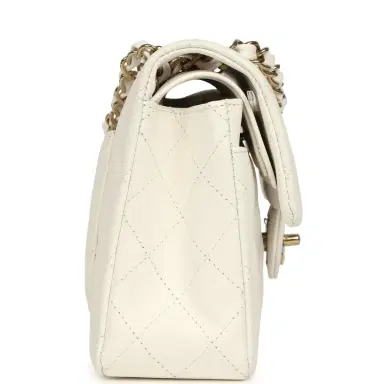 Chanel Chanel Small Classic Double Flap Bag Off White Shiny Caviar Light Gold Hardware | Thumbnail 3 Chanel Chanel Small Classic Double Flap Bag Off White Shiny Caviar Light Gold Hardware | Thumbnail 3