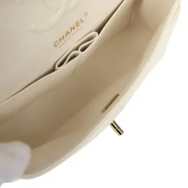 Chanel Chanel Small Classic Double Flap Bag Off White Shiny Caviar Light Gold Hardware | Thumbnail 9 Chanel Chanel Small Classic Double Flap Bag Off White Shiny Caviar Light Gold Hardware | Thumbnail 9