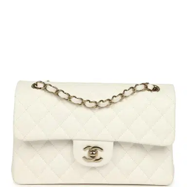 Chanel Chanel Small Classic Double Flap Bag Off White Shiny Caviar Light Gold Hardware | Thumbnail 1 Chanel Chanel Small Classic Double Flap Bag Off White Shiny Caviar Light Gold Hardware | Thumbnail 1