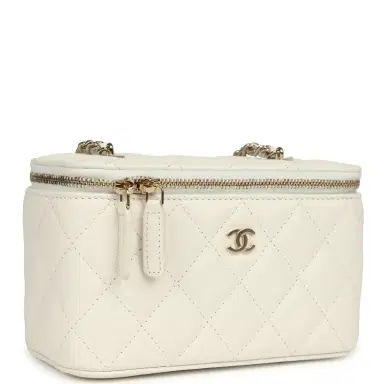 Chanel Chanel Small Vanity Case White Caviar Light Gold Hardware | Thumbnail 2 Chanel Chanel Small Vanity Case White Caviar Light Gold Hardware | Thumbnail 2