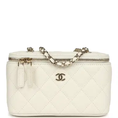 Chanel Chanel Small Vanity Case White Caviar Light Gold Hardware | Thumbnail 1 Chanel Chanel Small Vanity Case White Caviar Light Gold Hardware | Thumbnail 1