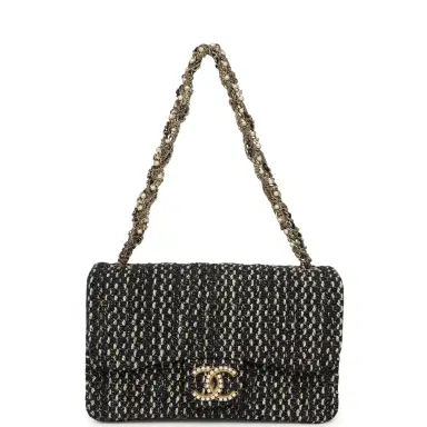 Chanel Chanel Small Westminster Pearl Flap Bag Black, Gold, White Tweed Brushed Gold Hardware | Thumbnail 7 Chanel Chanel Small Westminster Pearl Flap Bag Black, Gold, White Tweed Brushed Gold Hardware | Thumbnail 7