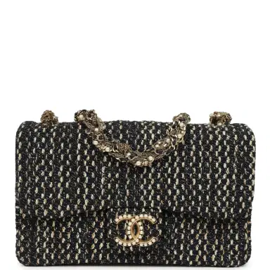 Chanel Chanel Small Westminster Pearl Flap Bag Black, Gold, White Tweed Brushed Gold Hardware | Thumbnail 1 Chanel Chanel Small Westminster Pearl Flap Bag Black, Gold, White Tweed Brushed Gold Hardware | Thumbnail 1