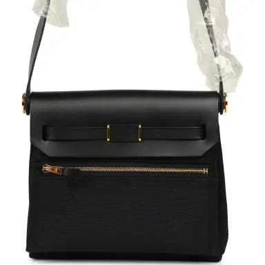 HERMÈS Hermes Herbag Zip 20 Mini Black Toile Militaire Canvas and Black Vache Hunter Gold Hardware | Thumbnail 4 HERMÈS Hermes Herbag Zip 20 Mini Black Toile Militaire Canvas and Black Vache Hunter Gold Hardware | Thumbnail 4
