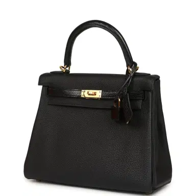 HERMÈS Hermes Kelly Retourne 25 Black Togo and Varanus Niloticus Lizard Touch Gold Hardware | Thumbnail 5 HERMÈS Hermes Kelly Retourne 25 Black Togo and Varanus Niloticus Lizard Touch Gold Hardware | Thumbnail 5