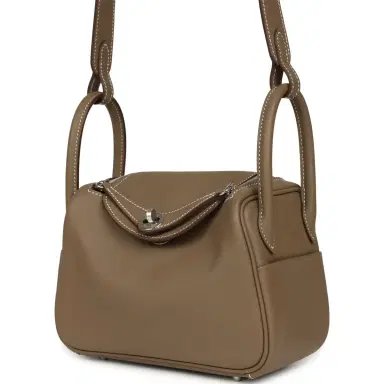 HERMÈS Hermes Mini Lindy II Etoupe Swift Palladium Hardware | Thumbnail 5 HERMÈS Hermes Mini Lindy II Etoupe Swift Palladium Hardware | Thumbnail 5