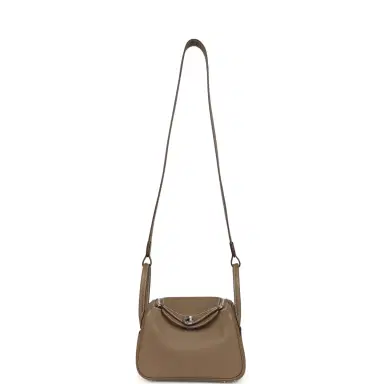 HERMÈS Hermes Mini Lindy II Etoupe Swift Palladium Hardware | Thumbnail 7 HERMÈS Hermes Mini Lindy II Etoupe Swift Palladium Hardware | Thumbnail 7