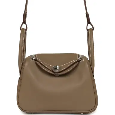 HERMÈS Hermes Mini Lindy II Etoupe Swift Palladium Hardware | Thumbnail 1 HERMÈS Hermes Mini Lindy II Etoupe Swift Palladium Hardware | Thumbnail 1