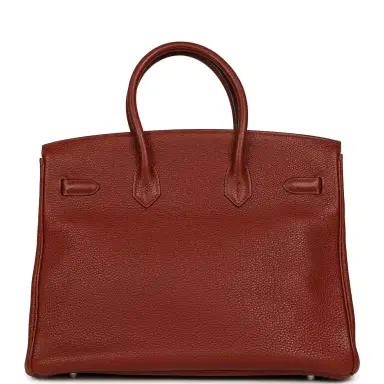 HERMÈS Pre-owned Hermes Birkin 35 Brique Togo Palladium Hardware | Thumbnail 4 HERMÈS Pre-owned Hermes Birkin 35 Brique Togo Palladium Hardware | Thumbnail 4