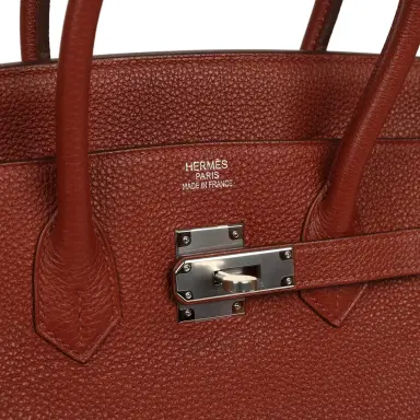 HERMÈS Pre-owned Hermes Birkin 35 Brique Togo Palladium Hardware | Thumbnail 7 HERMÈS Pre-owned Hermes Birkin 35 Brique Togo Palladium Hardware | Thumbnail 7