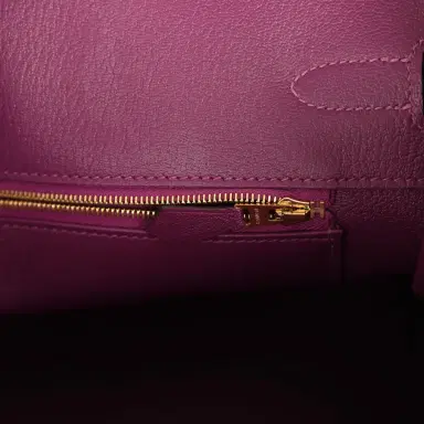 HERMÈS Pre-owned Hermes Special Order (HSS) Birkin 35 Gris Mouette and Anemone Togo Brushed Gold Hardware | Thumbnail 9 HERMÈS Pre-owned Hermes Special Order (HSS) Birkin 35 Gris Mouette and Anemone Togo Brushed Gold Hardware | Thumbnail 9