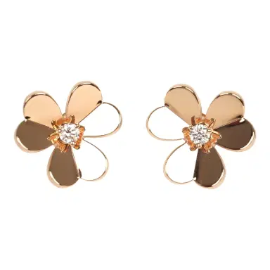 Van Cleef & Arpels Van Cleef & Arpels Small Frivole Earrings Diamond 18K Rose Gold Hardware | Thumbnail 1 Van Cleef & Arpels Van Cleef & Arpels Small Frivole Earrings Diamond 18K Rose Gold Hardware | Thumbnail 1