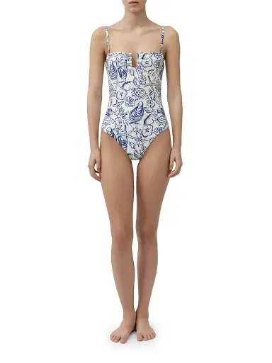 SIMKHAI Women's Ottilie Printed One-Piece Swimsuit - Blueberry Multi | Thumbnail 2 SIMKHAI Women's Ottilie Printed One-Piece Swimsuit - Blueberry Multi | Thumbnail 2