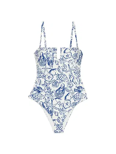 SIMKHAI Women's Ottilie Printed One-Piece Swimsuit - Blueberry Multi | Thumbnail 1 SIMKHAI Women's Ottilie Printed One-Piece Swimsuit - Blueberry Multi | Thumbnail 1