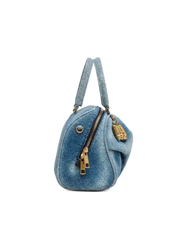 Marc Jacobs Women's The Denim Wave Logo-Charm Top Handle Bag - Medium Wash Indigo | Thumbnail 4 Marc Jacobs Women's The Denim Wave Logo-Charm Top Handle Bag - Medium Wash Indigo | Thumbnail 4