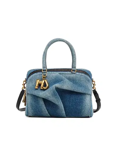 Marc Jacobs Women's The Denim Wave Logo-Charm Top Handle Bag - Medium Wash Indigo | Thumbnail 1 Marc Jacobs Women's The Denim Wave Logo-Charm Top Handle Bag - Medium Wash Indigo | Thumbnail 1