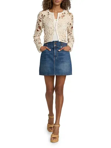 Ramy Brook Women's Liv High-Rise Button-Tab Miniskirt - Medium Wash | Thumbnail 2 Ramy Brook Women's Liv High-Rise Button-Tab Miniskirt - Medium Wash | Thumbnail 2