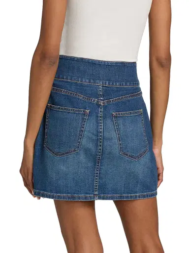 Ramy Brook Women's Liv High-Rise Button-Tab Miniskirt - Medium Wash | Thumbnail 5 Ramy Brook Women's Liv High-Rise Button-Tab Miniskirt - Medium Wash | Thumbnail 5