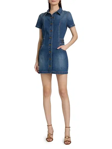 Ramy Brook Women's Liv Denim Minidress - Medium Wash | Thumbnail 2 Ramy Brook Women's Liv Denim Minidress - Medium Wash | Thumbnail 2