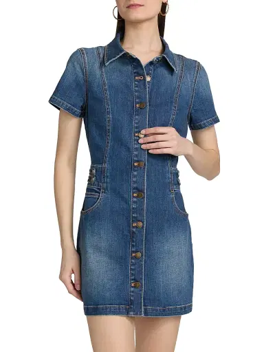 Ramy Brook Women's Liv Denim Minidress - Medium Wash | Thumbnail 3 Ramy Brook Women's Liv Denim Minidress - Medium Wash | Thumbnail 3