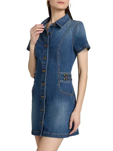 Ramy Brook Women's Liv Denim Minidress - Medium Wash | Thumbnail 4 Ramy Brook Women's Liv Denim Minidress - Medium Wash | Thumbnail 4