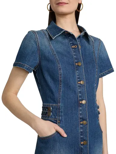 Ramy Brook Women's Liv Denim Minidress - Medium Wash | Thumbnail 6 Ramy Brook Women's Liv Denim Minidress - Medium Wash | Thumbnail 6