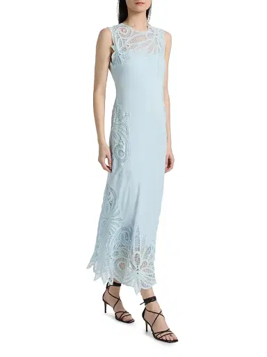 Ulla Johnson Women's Idra Silk Lace Midi-Dress - Adriatic | Thumbnail 2 Ulla Johnson Women's Idra Silk Lace Midi-Dress - Adriatic | Thumbnail 2