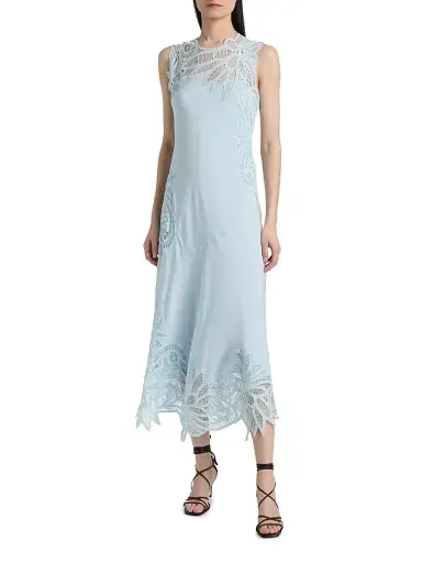 Ulla Johnson Women's Idra Silk Lace Midi-Dress - Adriatic | Thumbnail 3 Ulla Johnson Women's Idra Silk Lace Midi-Dress - Adriatic | Thumbnail 3