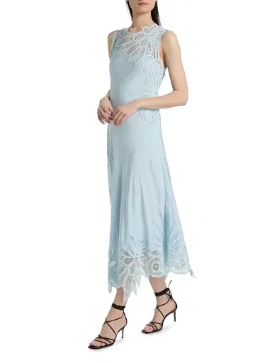 Ulla Johnson Women's Idra Silk Lace Midi-Dress - Adriatic | Thumbnail 4 Ulla Johnson Women's Idra Silk Lace Midi-Dress - Adriatic | Thumbnail 4