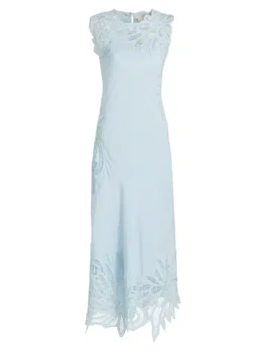 Ulla Johnson Women's Idra Silk Lace Midi-Dress - Adriatic | Thumbnail 1 Ulla Johnson Women's Idra Silk Lace Midi-Dress - Adriatic | Thumbnail 1
