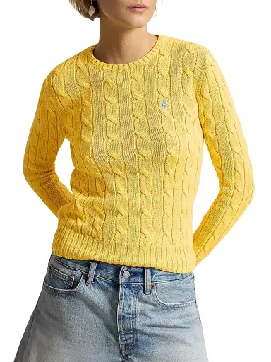 Polo Ralph Lauren Women's Cable-Knit Cotton Sweater - Beach Yellow | Thumbnail 3 Polo Ralph Lauren Women's Cable-Knit Cotton Sweater - Beach Yellow | Thumbnail 3