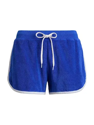 Polo Ralph Lauren Women's Cotton-Blend Terry Drawstring Shorts - Gala Blue | Thumbnail 1 Polo Ralph Lauren Women's Cotton-Blend Terry Drawstring Shorts - Gala Blue | Thumbnail 1