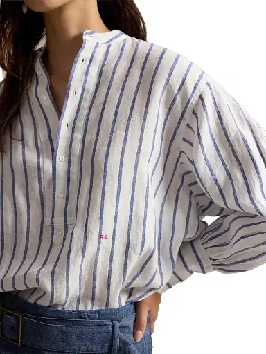 Polo Ralph Lauren Women's Striped Linen Shirt - White Royal | Thumbnail 5 Polo Ralph Lauren Women's Striped Linen Shirt - White Royal | Thumbnail 5