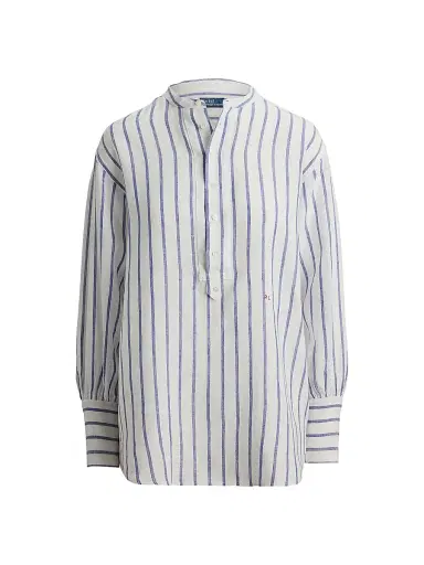 Polo Ralph Lauren Women's Striped Linen Shirt - White Royal | Thumbnail 1 Polo Ralph Lauren Women's Striped Linen Shirt - White Royal | Thumbnail 1