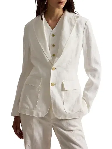Polo Ralph Lauren Women's Notch-Lapel Linen Blazer - Nevis | Thumbnail 3 Polo Ralph Lauren Women's Notch-Lapel Linen Blazer - Nevis | Thumbnail 3