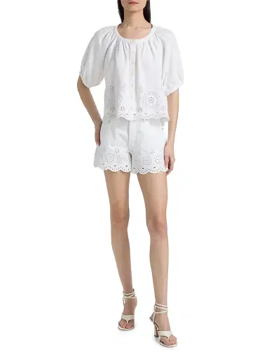 FRAME Women's The Eyelet Resort Shirt - White | Thumbnail 2 FRAME Women's The Eyelet Resort Shirt - White | Thumbnail 2