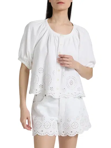 FRAME Women's The Eyelet Resort Shirt - White | Thumbnail 3 FRAME Women's The Eyelet Resort Shirt - White | Thumbnail 3