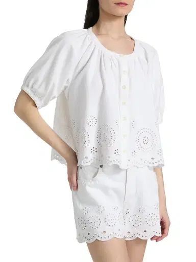 FRAME Women's The Eyelet Resort Shirt - White | Thumbnail 4 FRAME Women's The Eyelet Resort Shirt - White | Thumbnail 4