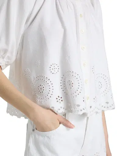FRAME Women's The Eyelet Resort Shirt - White | Thumbnail 6 FRAME Women's The Eyelet Resort Shirt - White | Thumbnail 6