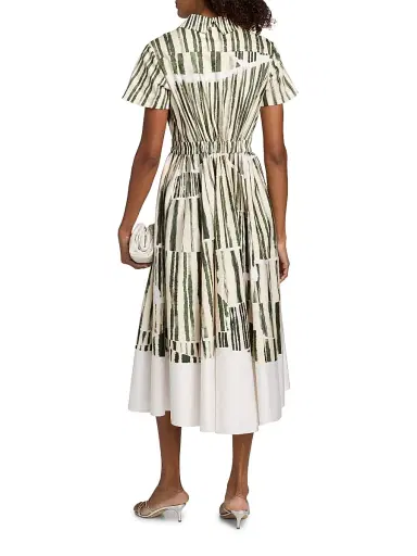Jason Wu Collection Women's Stripe Collage Stretch-Cotton Shirtdress - Plaster Hunter Green - Size 14 | Thumbnail 5 Jason Wu Collection Women's Stripe Collage Stretch-Cotton Shirtdress - Plaster Hunter Green - Size 14 | Thumbnail 5