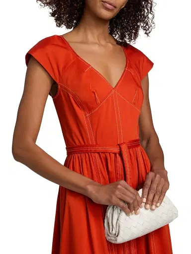 Jason Wu Collection Women's Contast-Stitch Cotton Belted Midi-Dress - Dark Apricot - Size 14 | Thumbnail 6 Jason Wu Collection Women's Contast-Stitch Cotton Belted Midi-Dress - Dark Apricot - Size 14 | Thumbnail 6