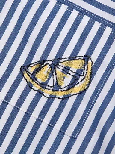 TANYA TAYLOR Women's Noa Lemon Pocket Striped Button-Front Shirt - Optic White French Blue | Thumbnail 7 TANYA TAYLOR Women's Noa Lemon Pocket Striped Button-Front Shirt - Optic White French Blue | Thumbnail 7