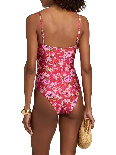 PatBO Women's Peony Print Ruffled Swimsuit - Red | Thumbnail 5 PatBO Women's Peony Print Ruffled Swimsuit - Red | Thumbnail 5