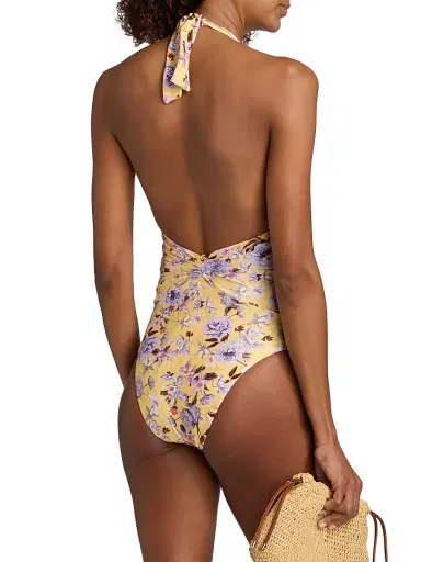 PatBO Women's Peony Halterneck Swimsuit - Yellow | Thumbnail 5 PatBO Women's Peony Halterneck Swimsuit - Yellow | Thumbnail 5