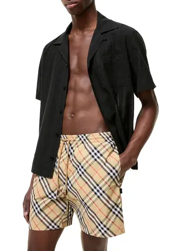Burberry Men's Check Woven Swim Shorts - Sand Ip Check | Thumbnail 2 Burberry Men's Check Woven Swim Shorts - Sand Ip Check | Thumbnail 2