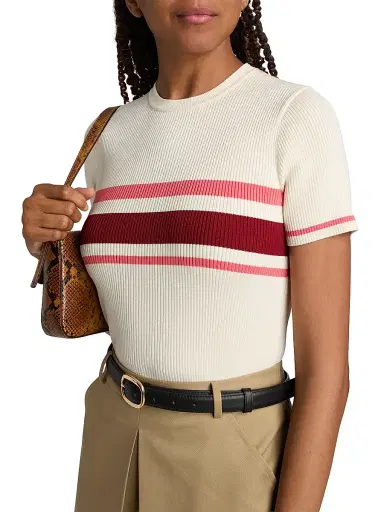Self-Portrait Women's Striped Rib-Knit Top | Thumbnail 6 Self-Portrait Women's Striped Rib-Knit Top | Thumbnail 6