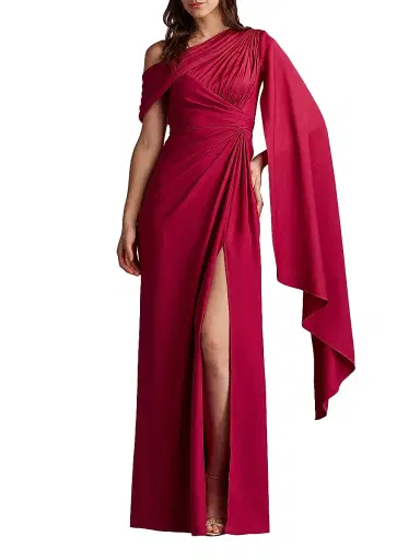 Tadashi Shoji Women's Pleated Gathered One-Shoulder Jersey Gown - New Fuchsia - Size 18 | Thumbnail 2 Tadashi Shoji Women's Pleated Gathered One-Shoulder Jersey Gown - New Fuchsia - Size 18 | Thumbnail 2